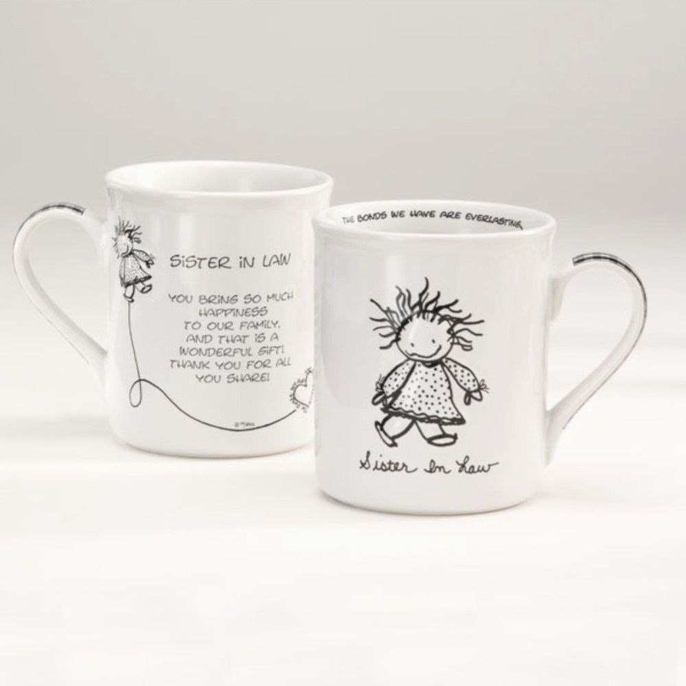 Children of the Inner Light Sister In Law Mug White Black‎ Gingham Handle Marci - Picture 1 of 11